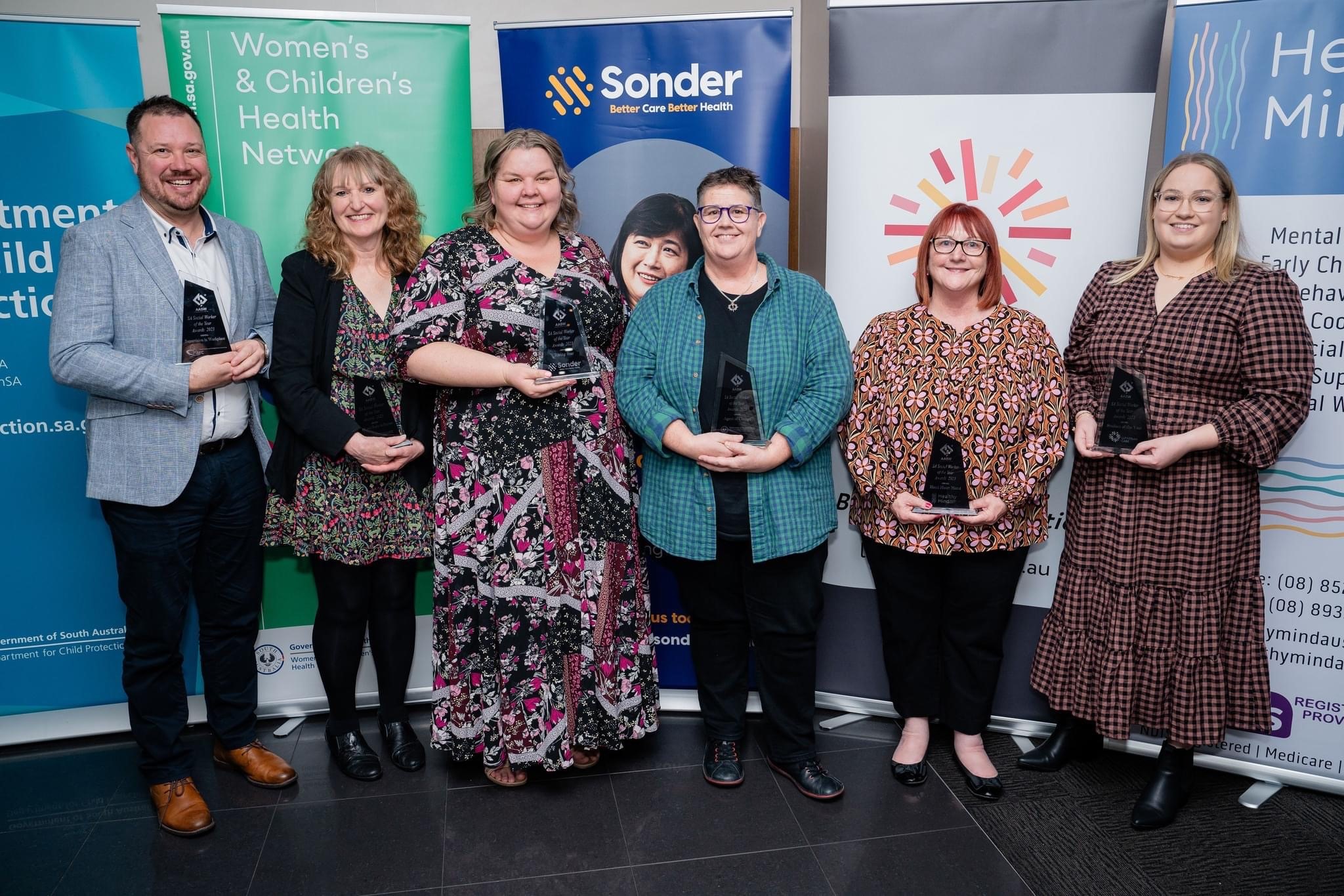 Kerry Beck pictured with the other winners of the SA Social Worker of the Year Awards.