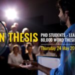 Students warm up for three-minute thesis