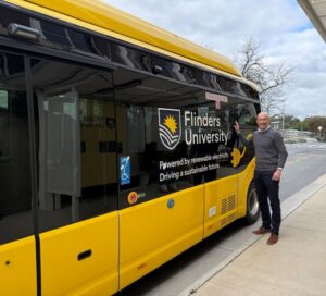 Vice-President (Corporate Services) Jonathan Pheasant with the new electric bus.