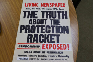 A poster that says 'the truth about the protection racket exposed!'