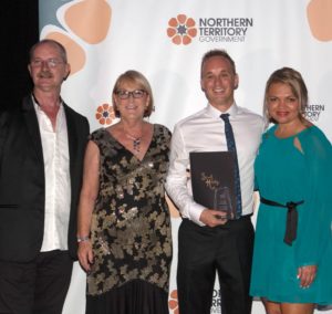 Paul Stephenson, Chair CRANAplus Board, Heather Keighley, Acting Chief Nursing and Midwifery Officer, award recipient Stuart Mosby and Tanja Hirvonen Mental Health Academic, Centre for Remote Health