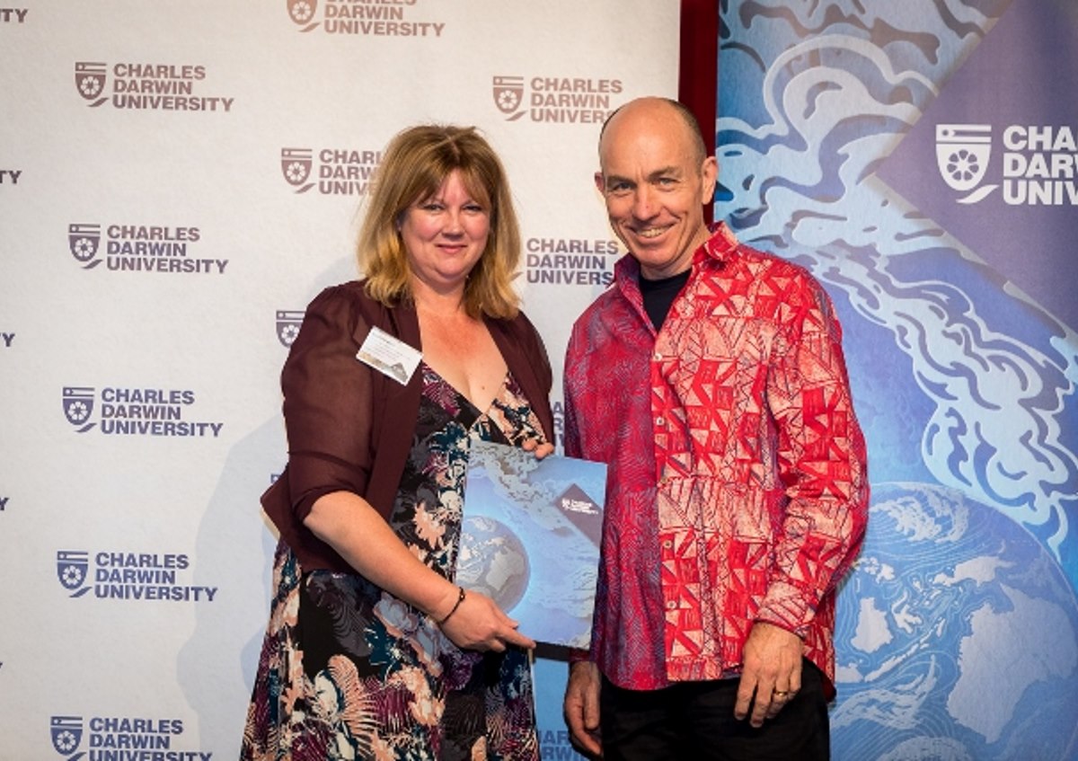 Award recipient, Nicole Harwood with Professor Tim Carey, Director Centre for Remote Health