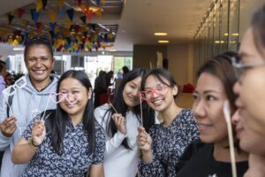 Students having fun and connecting and Flinders University event.