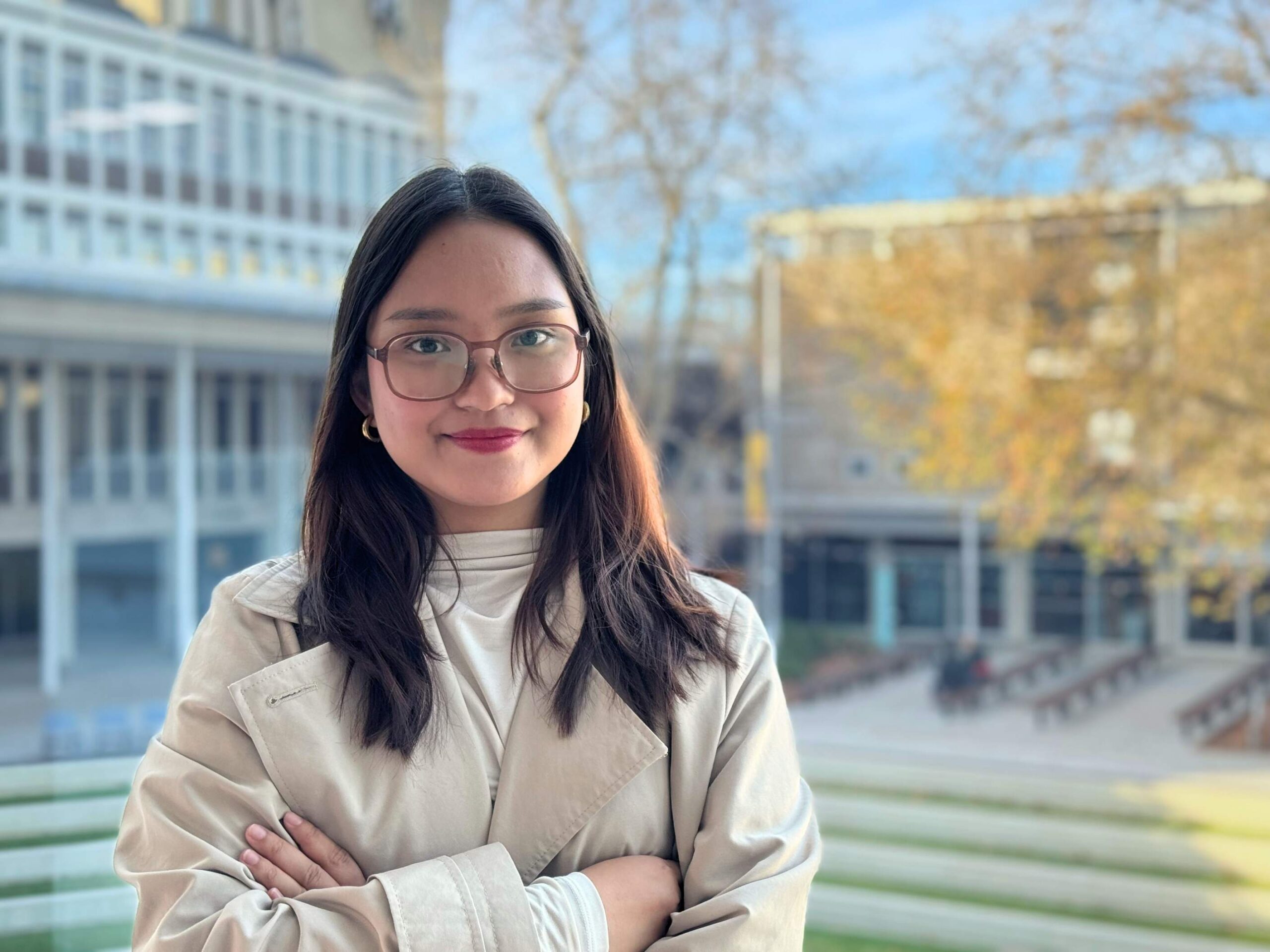 Flinders Academy student standing in front of Bedford Park campus