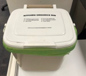 compost collection bin in library staff area