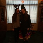 Phoebe and her American friend, Olivia with the Christmas Tree 
