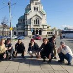 Nathan and friends in front of Cathedral Saint Alexandar Nevski