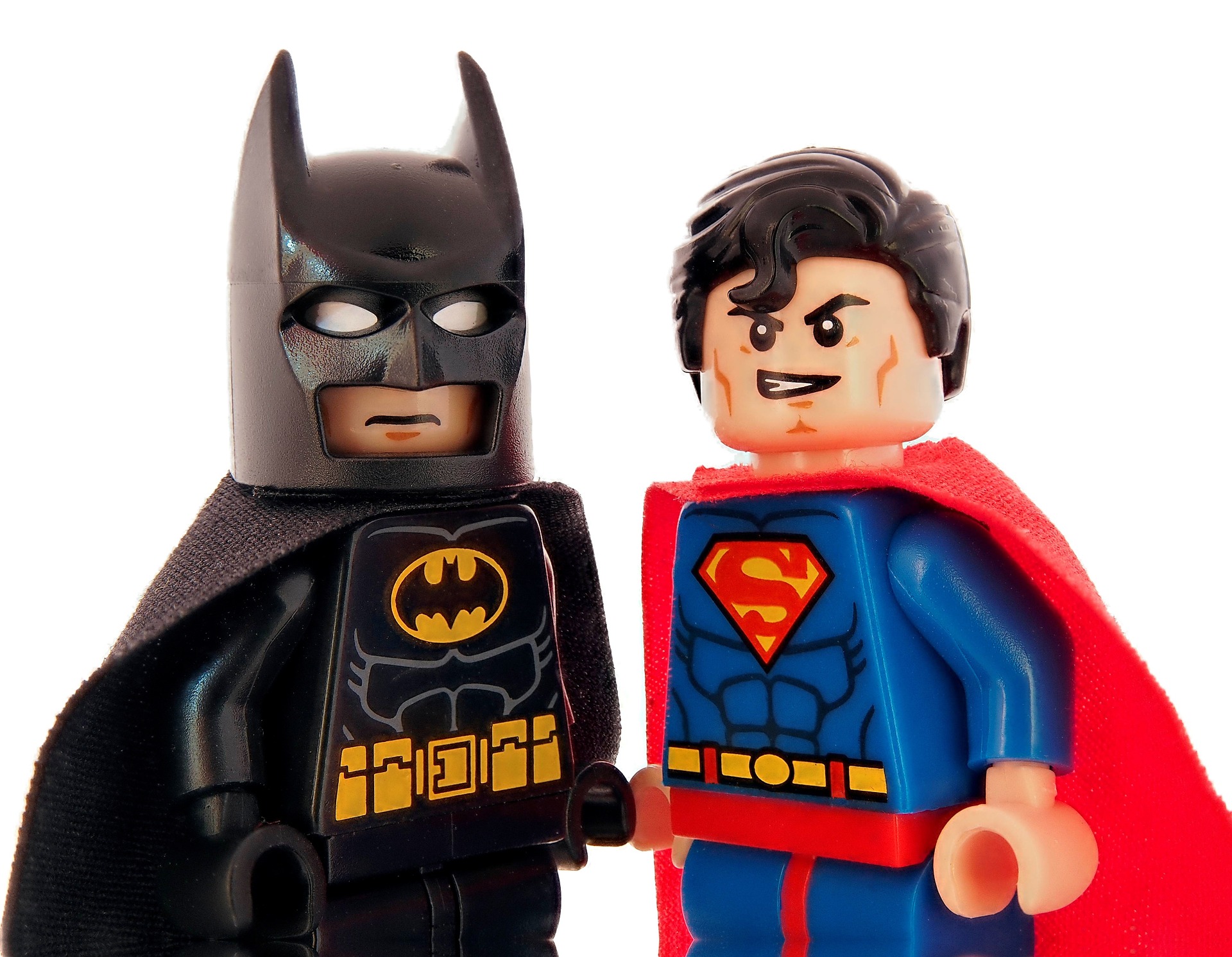 Lego figurines of Batman and Superman