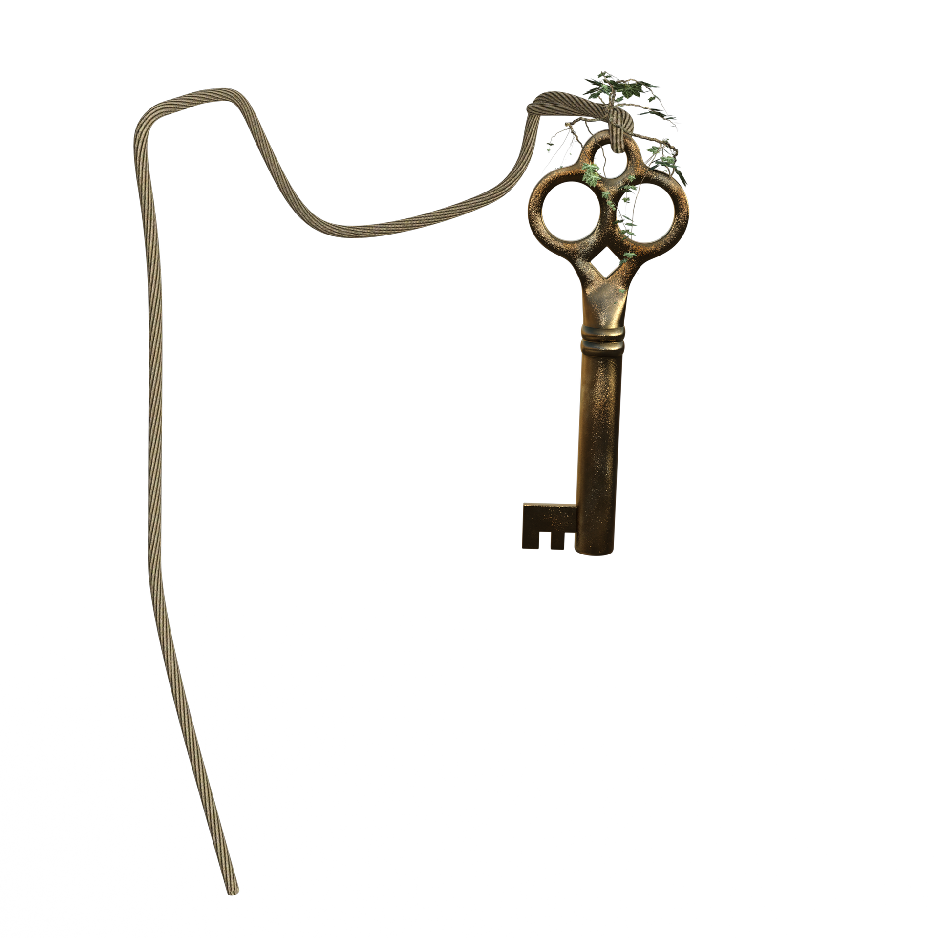 Golden key on a chain